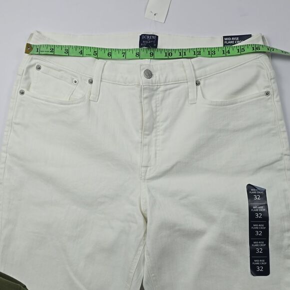 J. Crew Factory -1110 NWT Mid Rise Flare crop white jeans signature stretch 32 - Picture 8 of 11